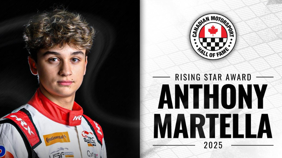 Canadian Motorsport Hall Of Fame Announces Anthony Martella as the 2025 JMF Motorsports Rising Star